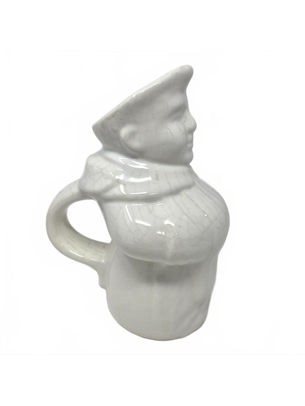 Vintage California Pottery Monk Pitcher #179 – White Porcelain – 8.5"